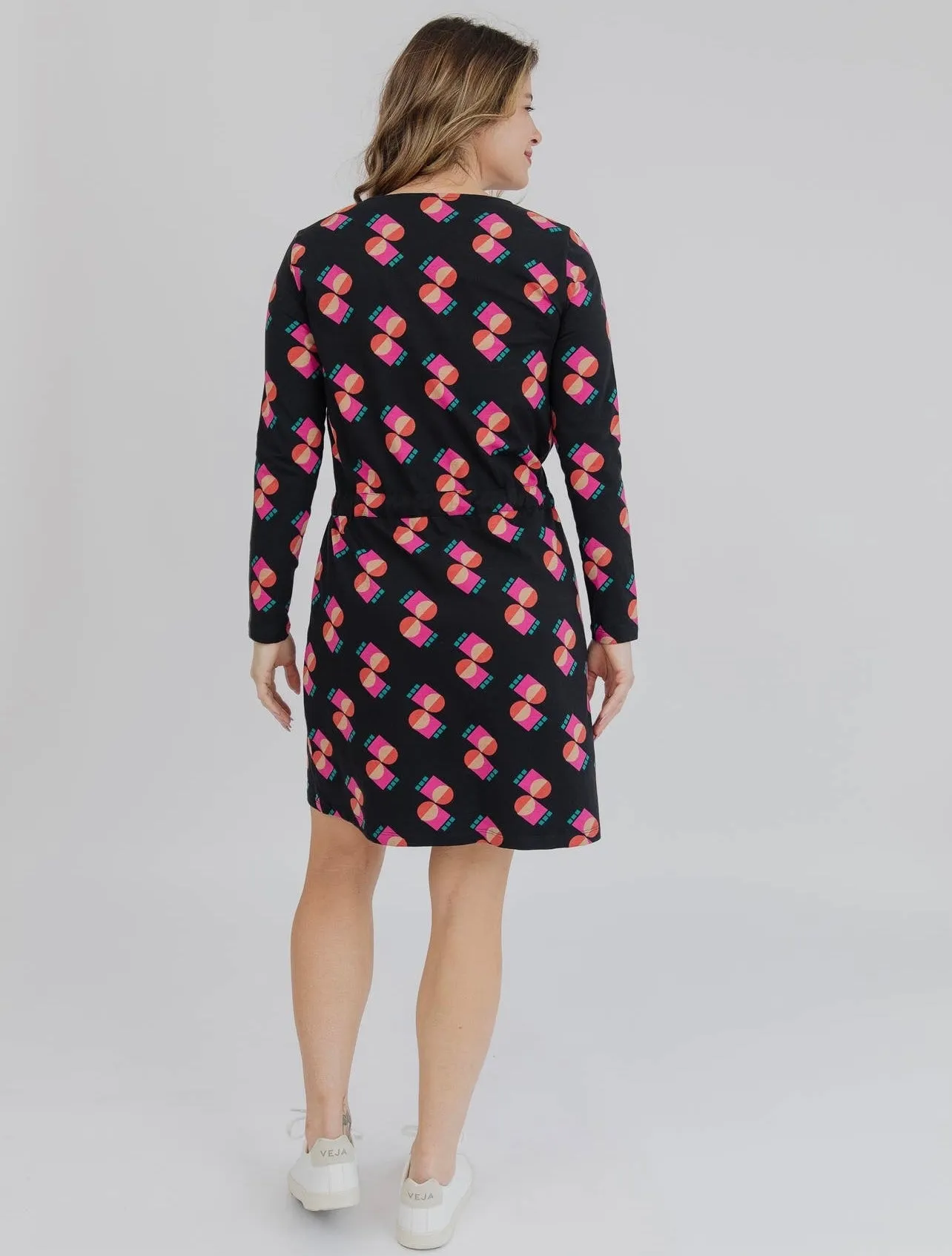 Abby Long Sleeve Dress Memphis Shapes Black