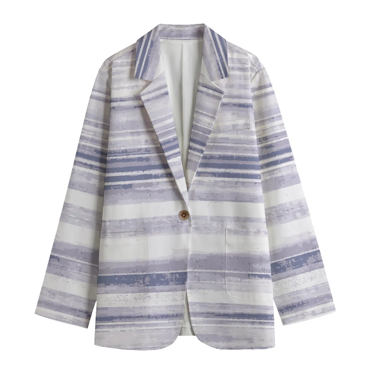 All-Over Print Women's Leisure Blazer | 245GSM Cotton 114 purple, striped print