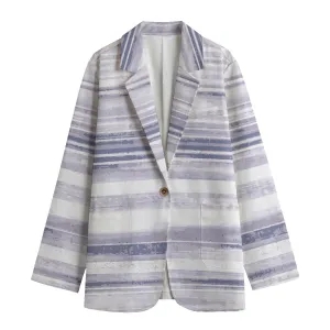 All-Over Print Women's Leisure Blazer | 245GSM Cotton 114 purple, striped print