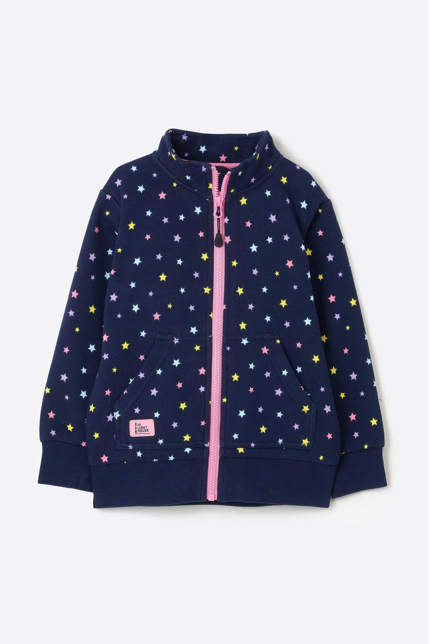 Ava Full Zip Top - Navy Star Print