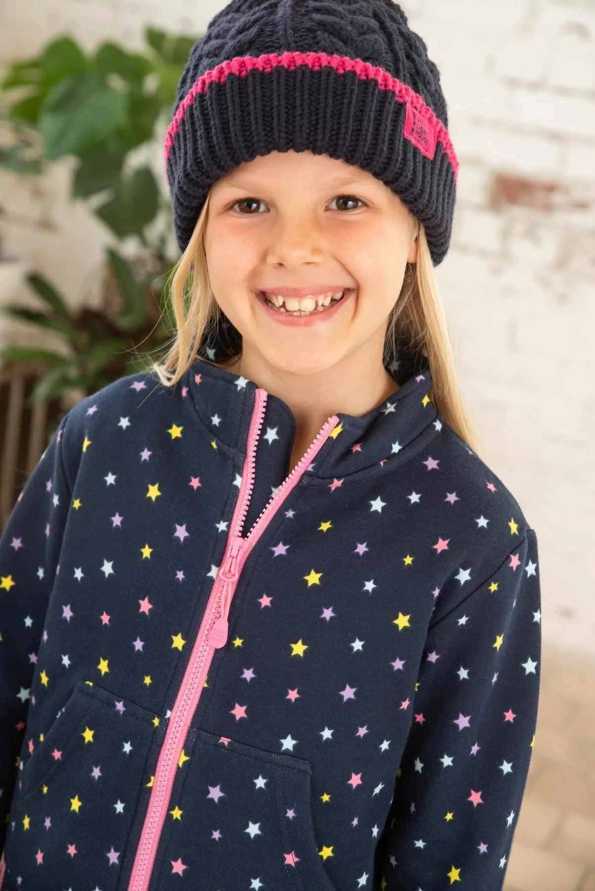 Ava Full Zip Top - Navy Star Print