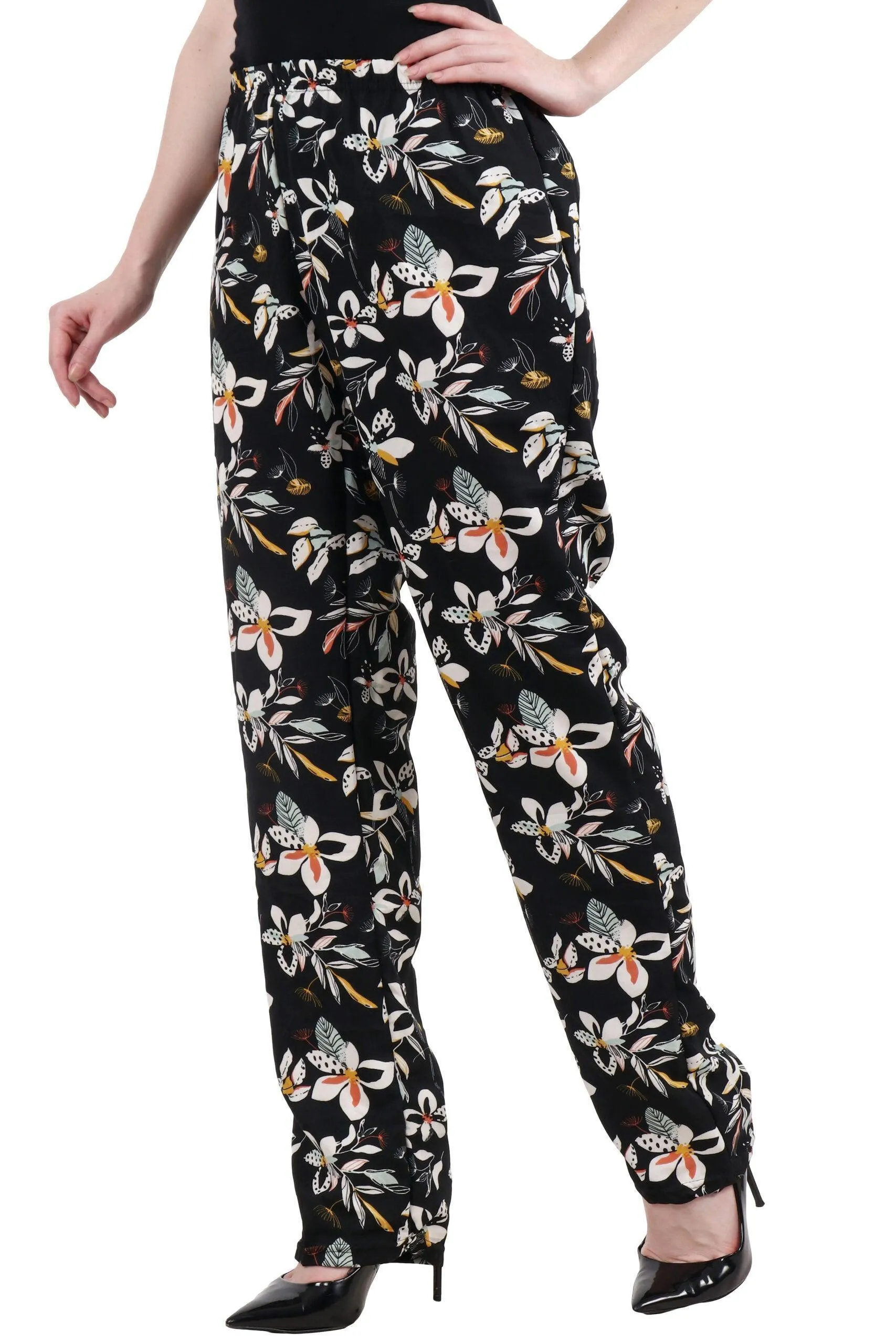 Black Floral Printed Pyjamas