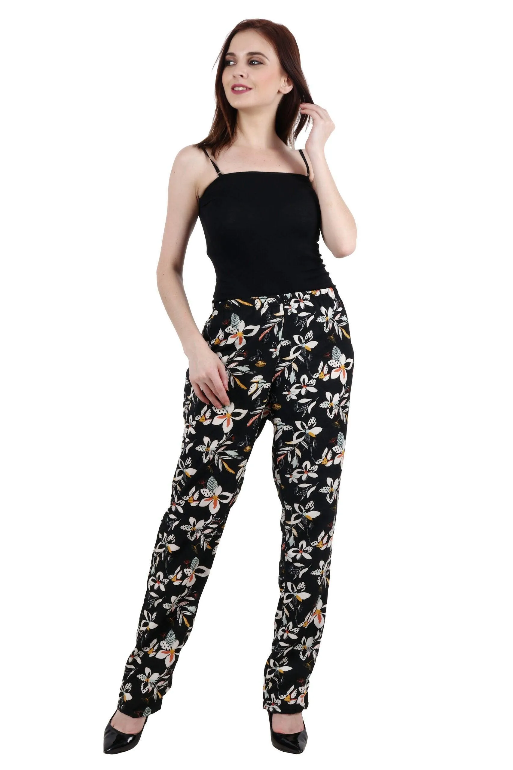 Black Floral Printed Pyjamas