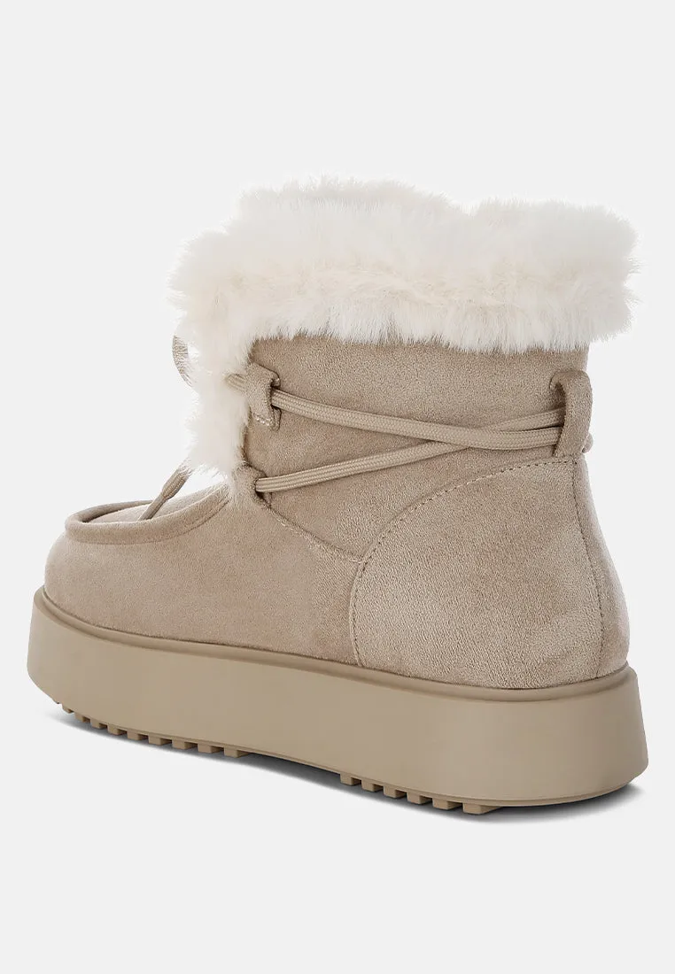 Bunting Faux Fur Collar Flatform Boots