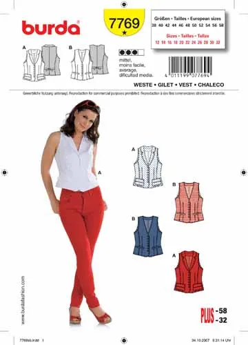 BURDA - 7769 Ladies Vest