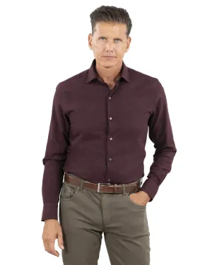 Burgundy Tailored Fit Mouliné Shirt