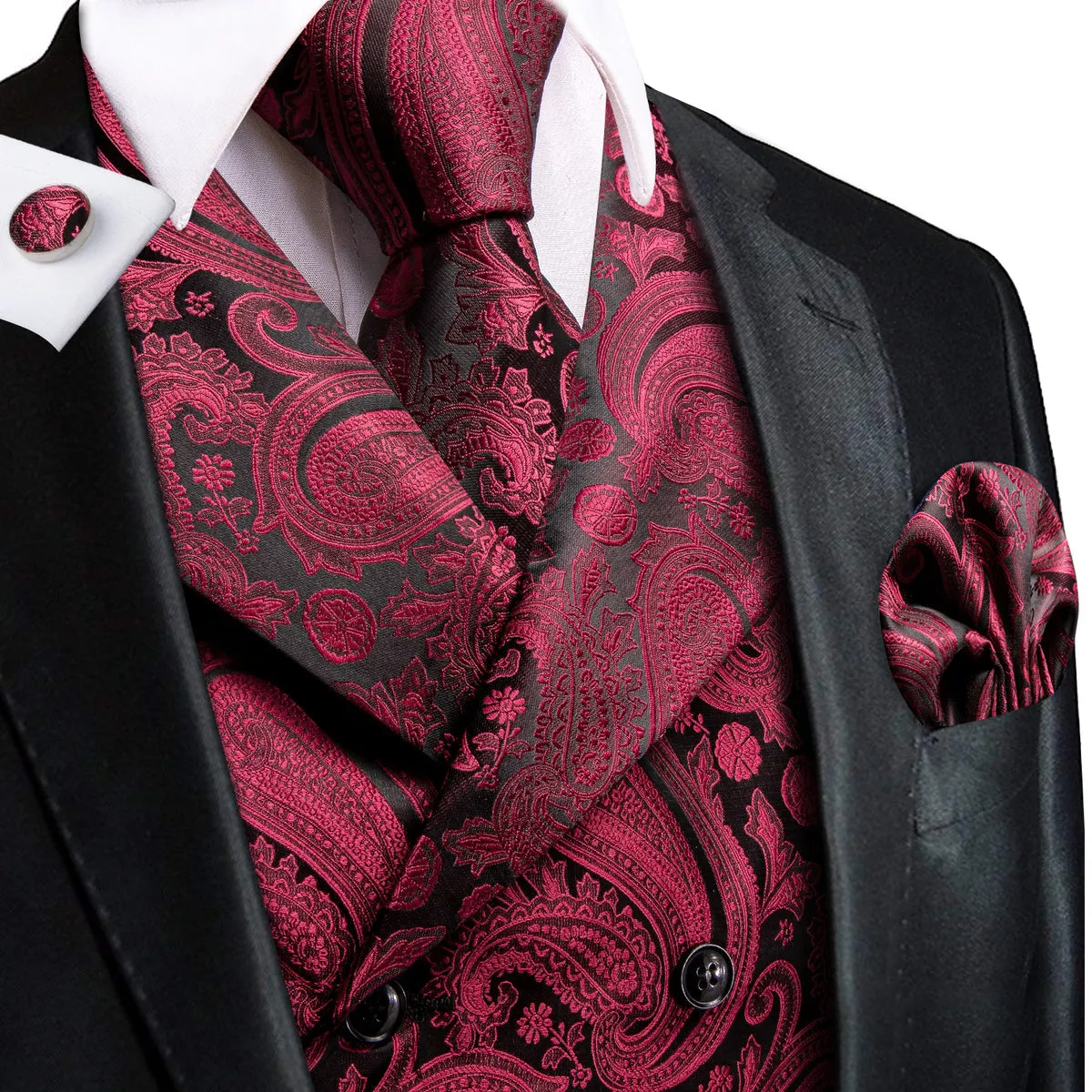 Cherry Paisley Jacquard Vest Set