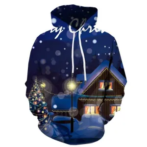 Christmas Hoodie Men Snow Sweatshirt Printed Party Hoody Anime Christmas Tree 3d Printed