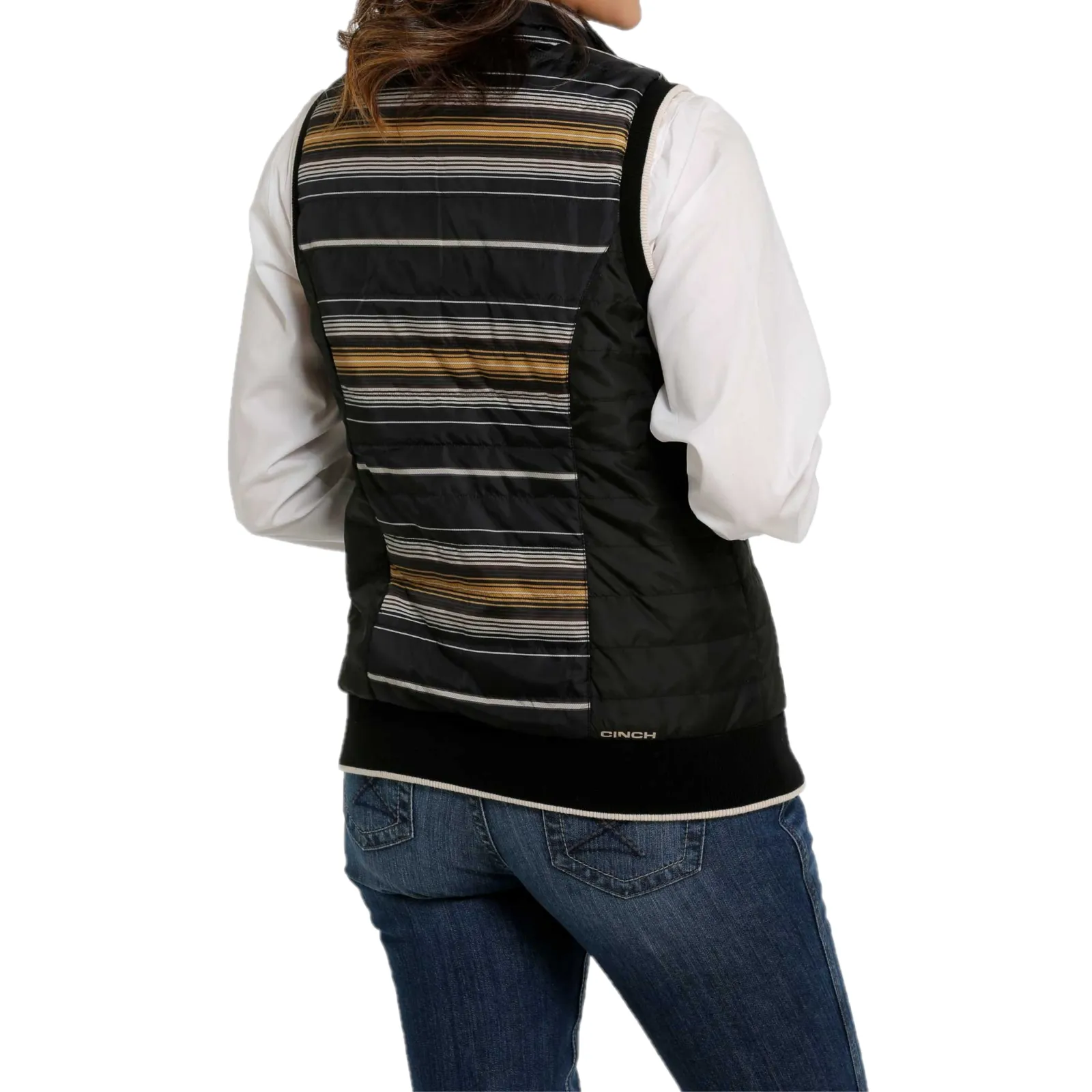 Cinch® Ladies Striped Black Reversible Vest MAV9887001