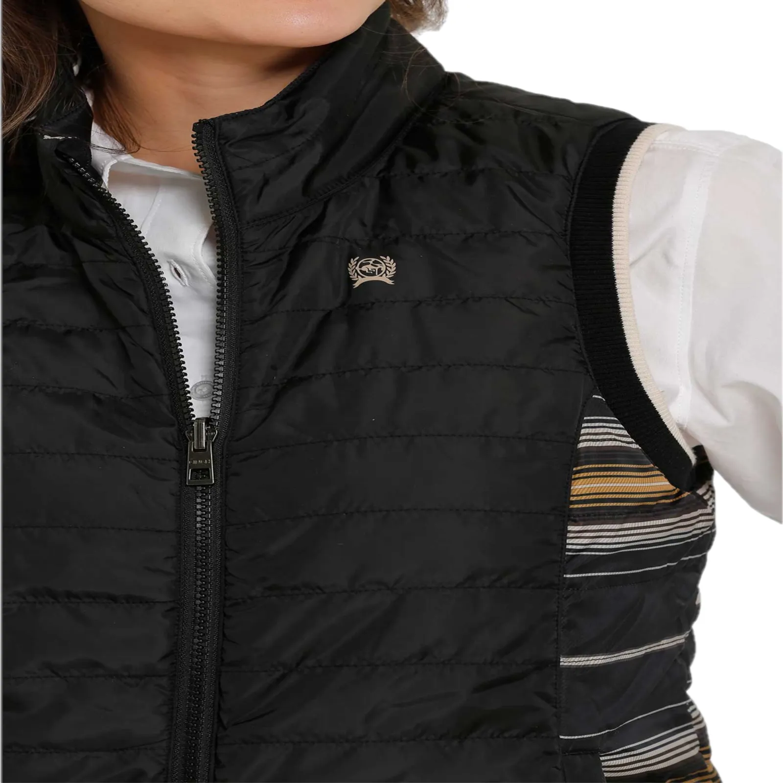 Cinch® Ladies Striped Black Reversible Vest MAV9887001