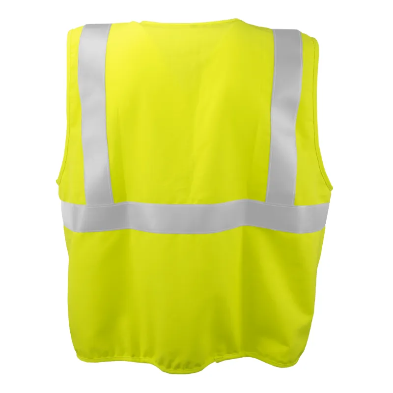 Class 2 Flame Retardant Vest (Hi Vis Lime) with Zipper Front Closure