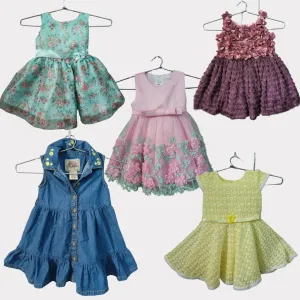 Combo Of Sirosa By Hopscotch Partywear Dress/Frock,  ARABELLA & ADDISON Denim Frock/Dress , Partywear Dress/Frock, PINK AND BLUE Brand Dress/Frock, CHERRY CHOCOLATE Dress/Frock