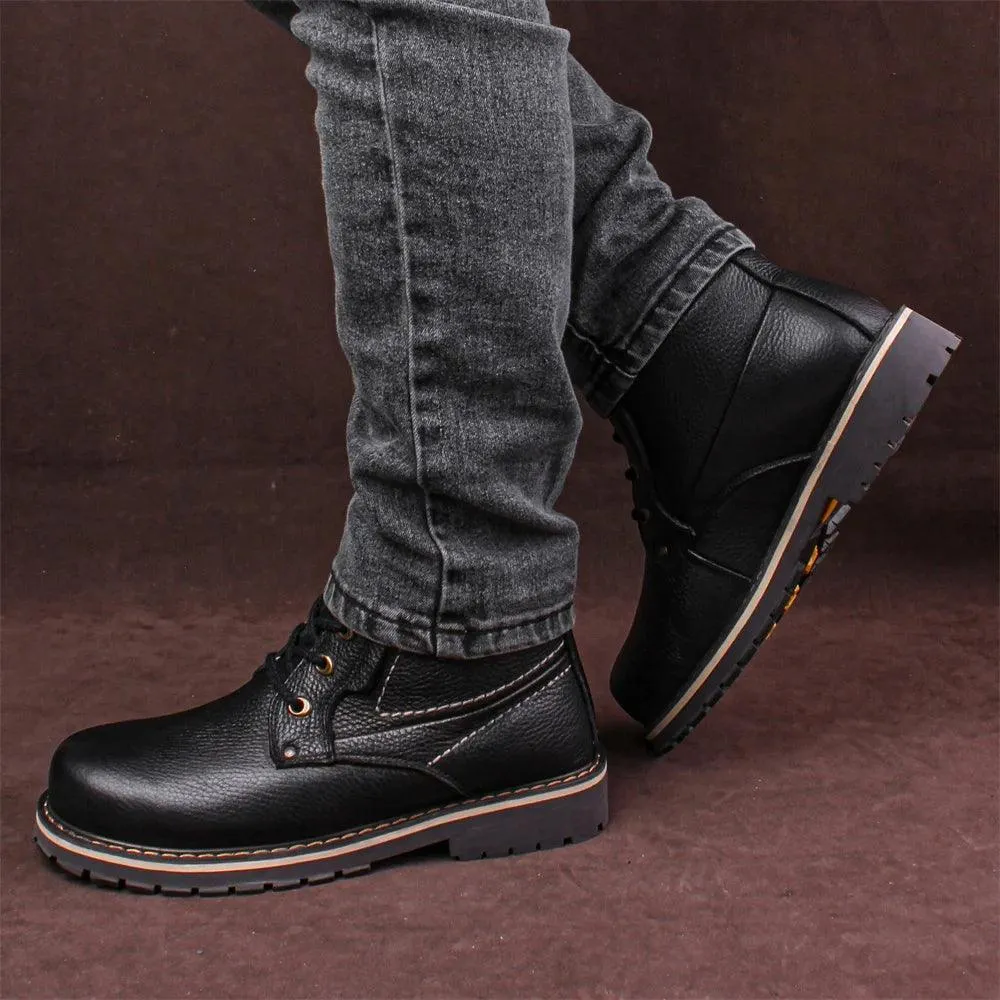 Comfortable Leather Men's Casual Shoes: P8988 Boots