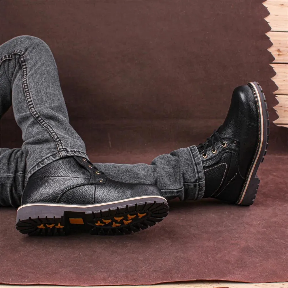 Comfortable Leather Men's Casual Shoes: P8988 Boots