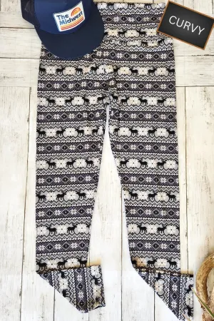 CURVY Winter Fair Isle Yoga Band Legging