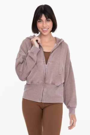 Demi Taupe Full Zip Hooded Jacket