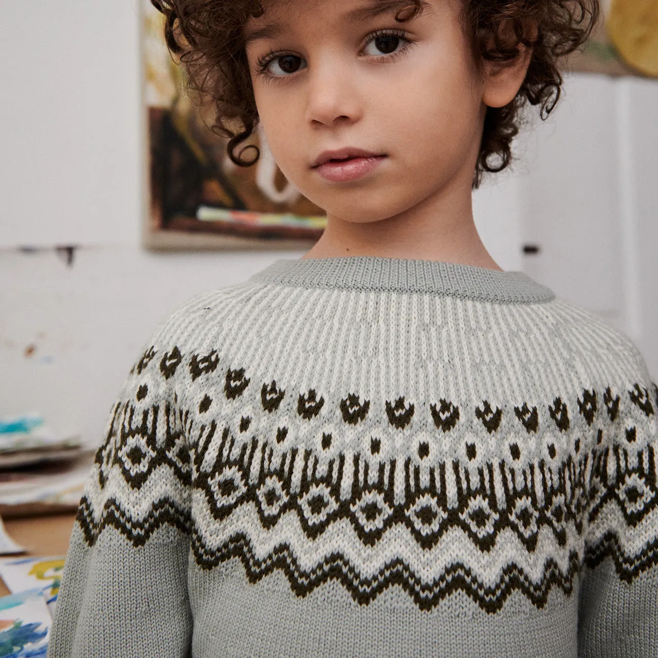 Fair Isle Sweater - 100% Merino - Amber (2-12y)