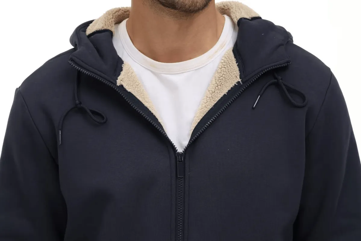 Fleece Lining Zipper Sherpa Jacket with Hood and Pockets / Casual Sportswear - SF0399