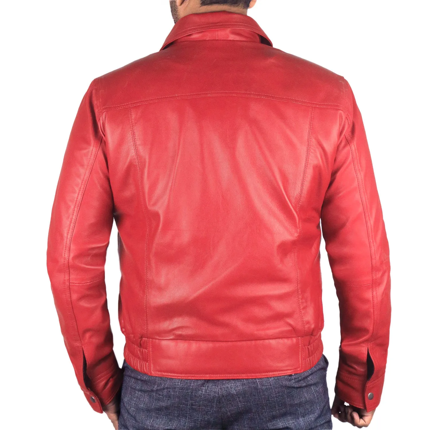 Galaxyx Red Bomber Leather Jacket