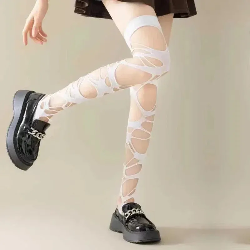 Gothic Black Cute Lolita Fishnet Stockings