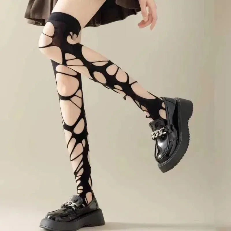 Gothic Black Cute Lolita Fishnet Stockings