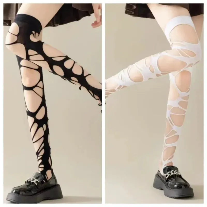 Gothic Black Cute Lolita Fishnet Stockings