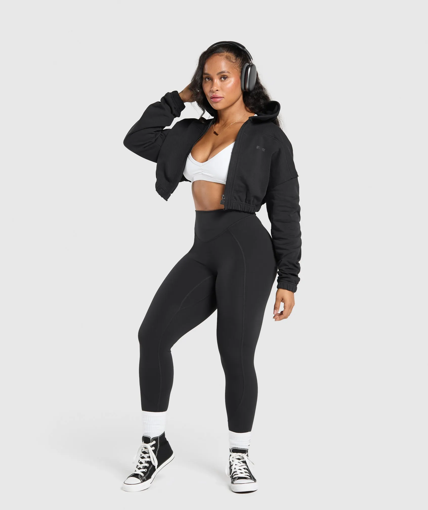 Gymshark Superset Crop Zip Hoodie - Black