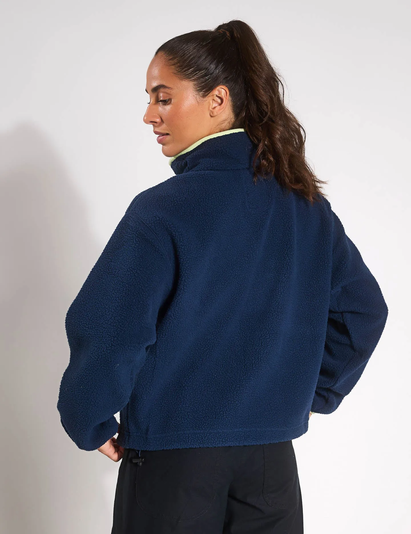 Helvetia II Cropped Sherpa Half Snap Fleece - Collegiate Navy