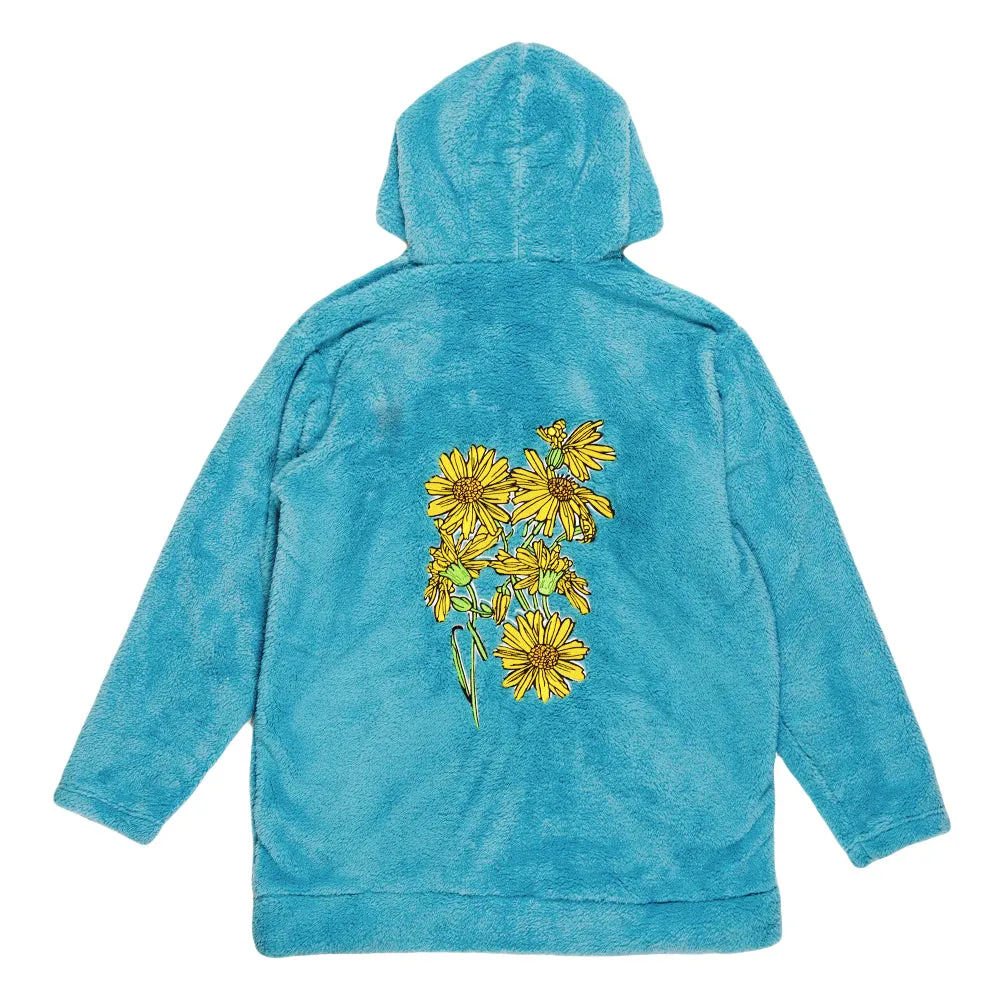 Janis Joplin Yellow Daisies Blue Sherpa Fleece Pullover Hoodie