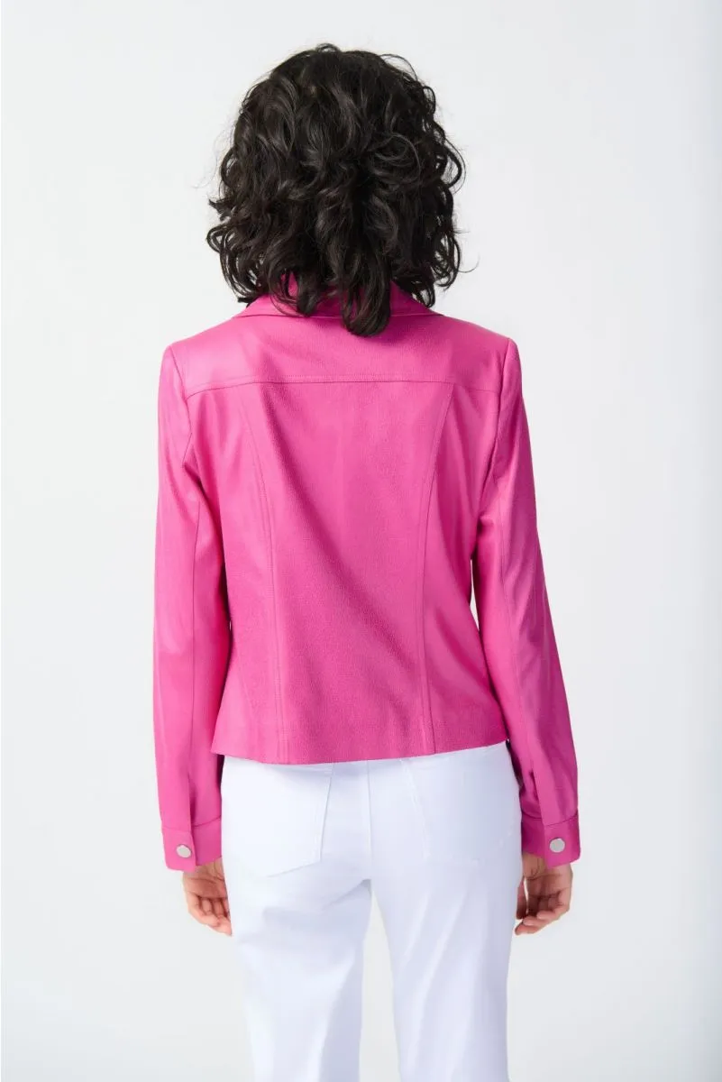 Joseph Ribkoff Bright Pink Faux Suede Long Sleeve Fitted Jacket 241911