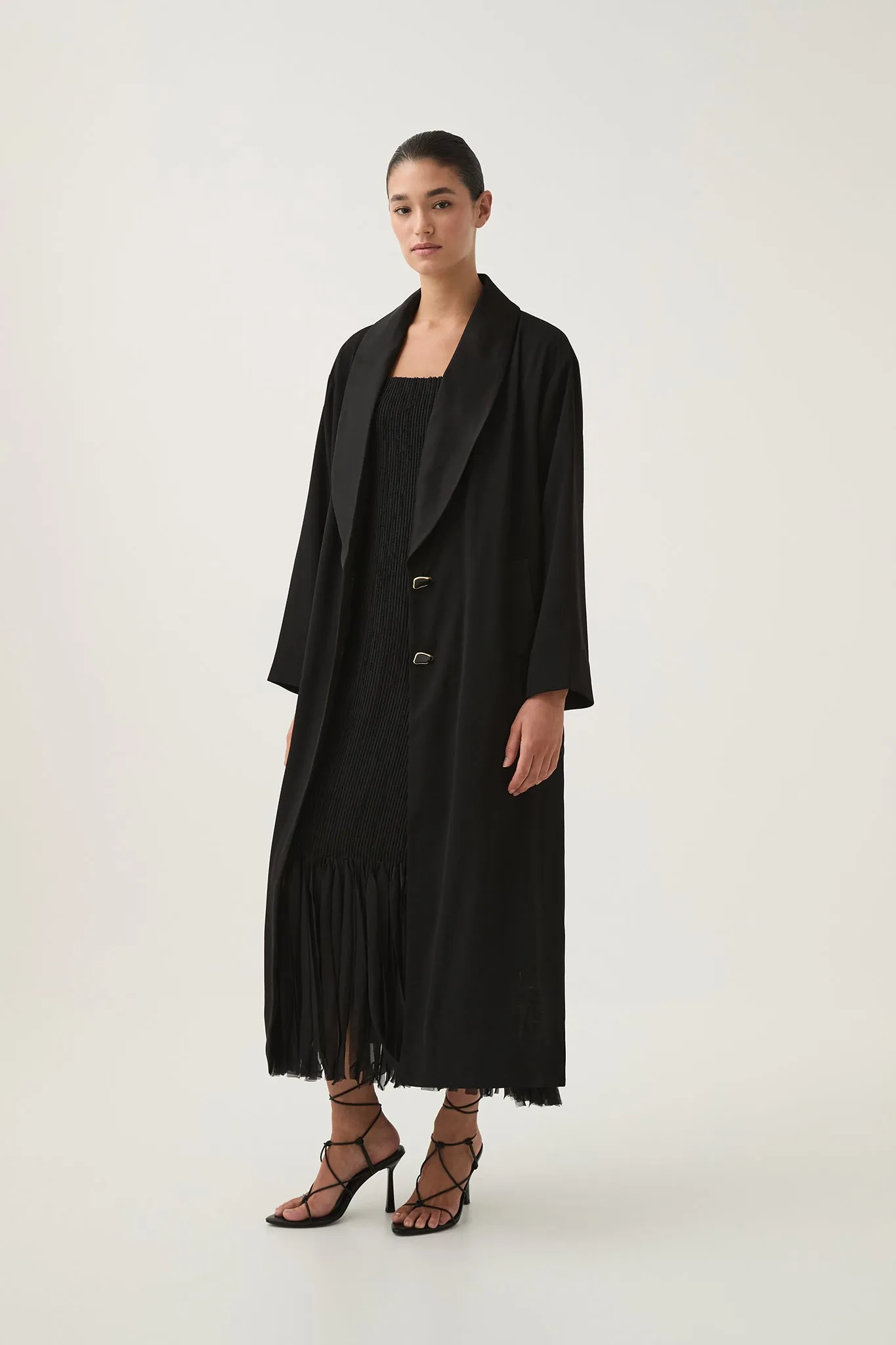 Kara Long Line Crepe Coat