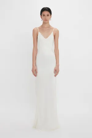 Lace Detail Floor-Length Cami Dress In Ivory