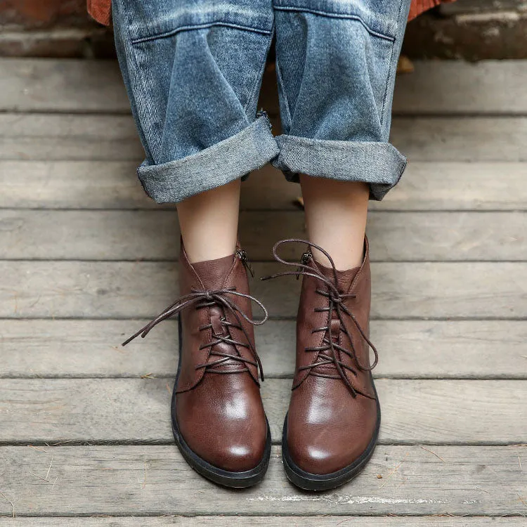 Leather British Comfortable Women Boots| Gift Shoes