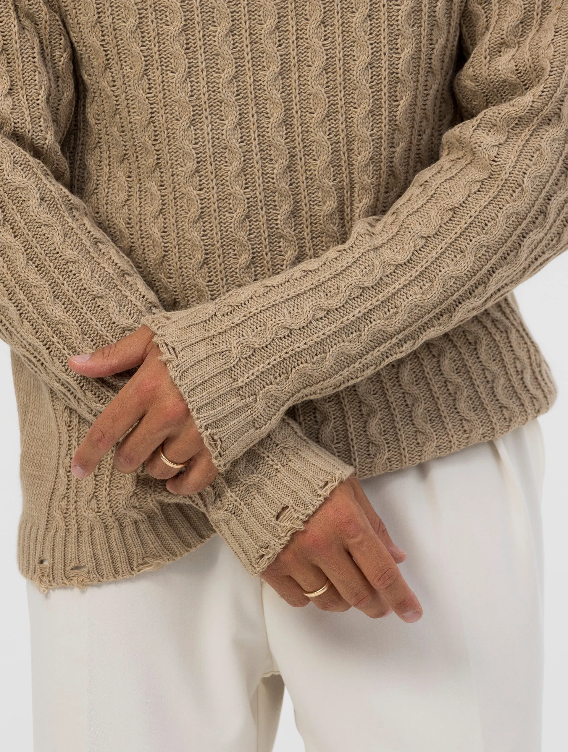 MARTIN RIPPED SWEATER IN BEIGE