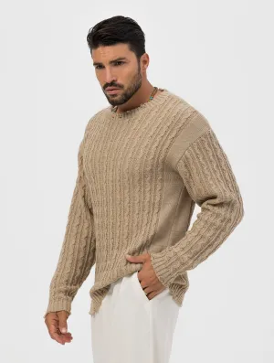 MARTIN RIPPED SWEATER IN BEIGE