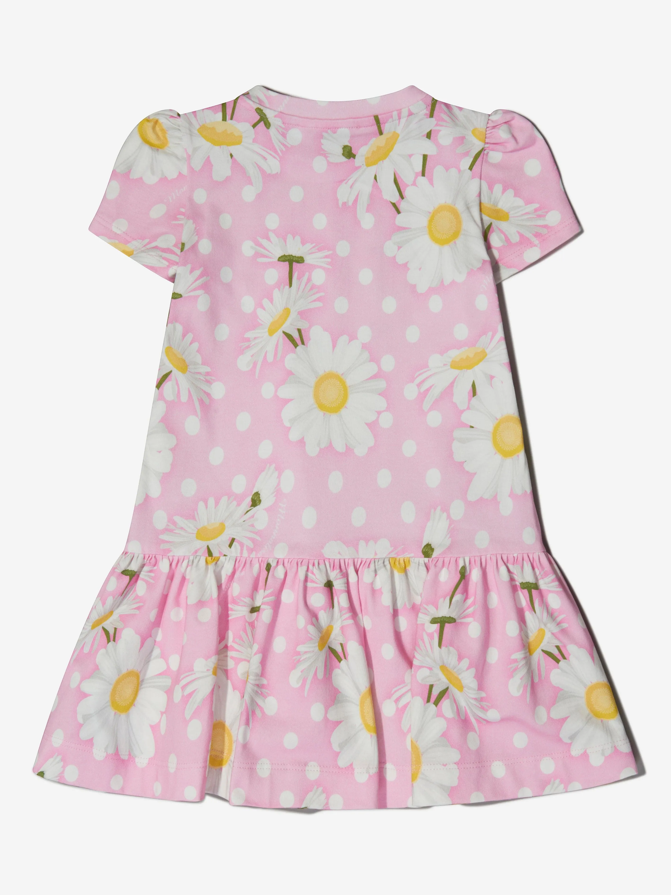 Monnalisa Girls Polka Dot Daisies Jersey Dress