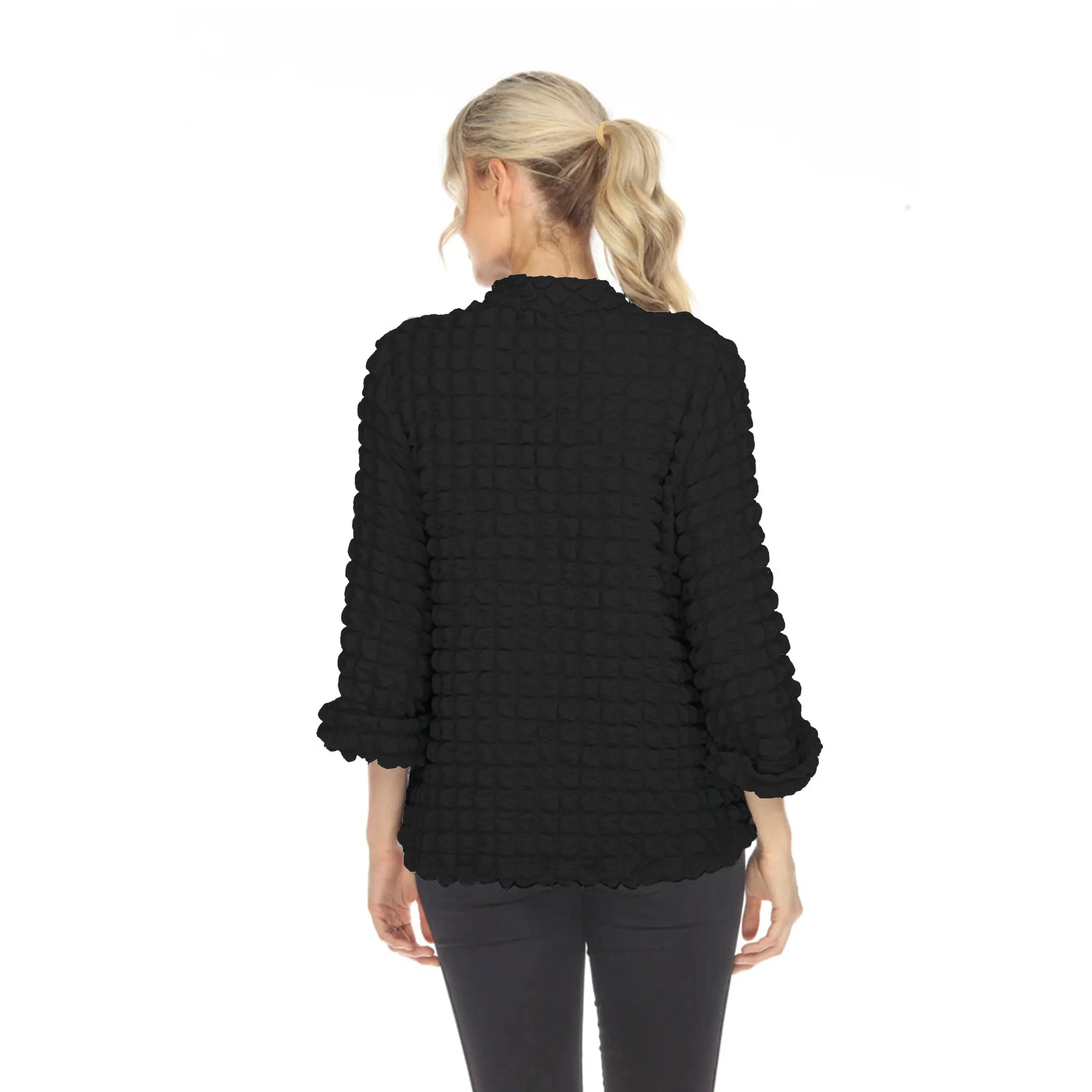 Moonlight Solid Asymmetric Jacket in Black - 3715-BLK