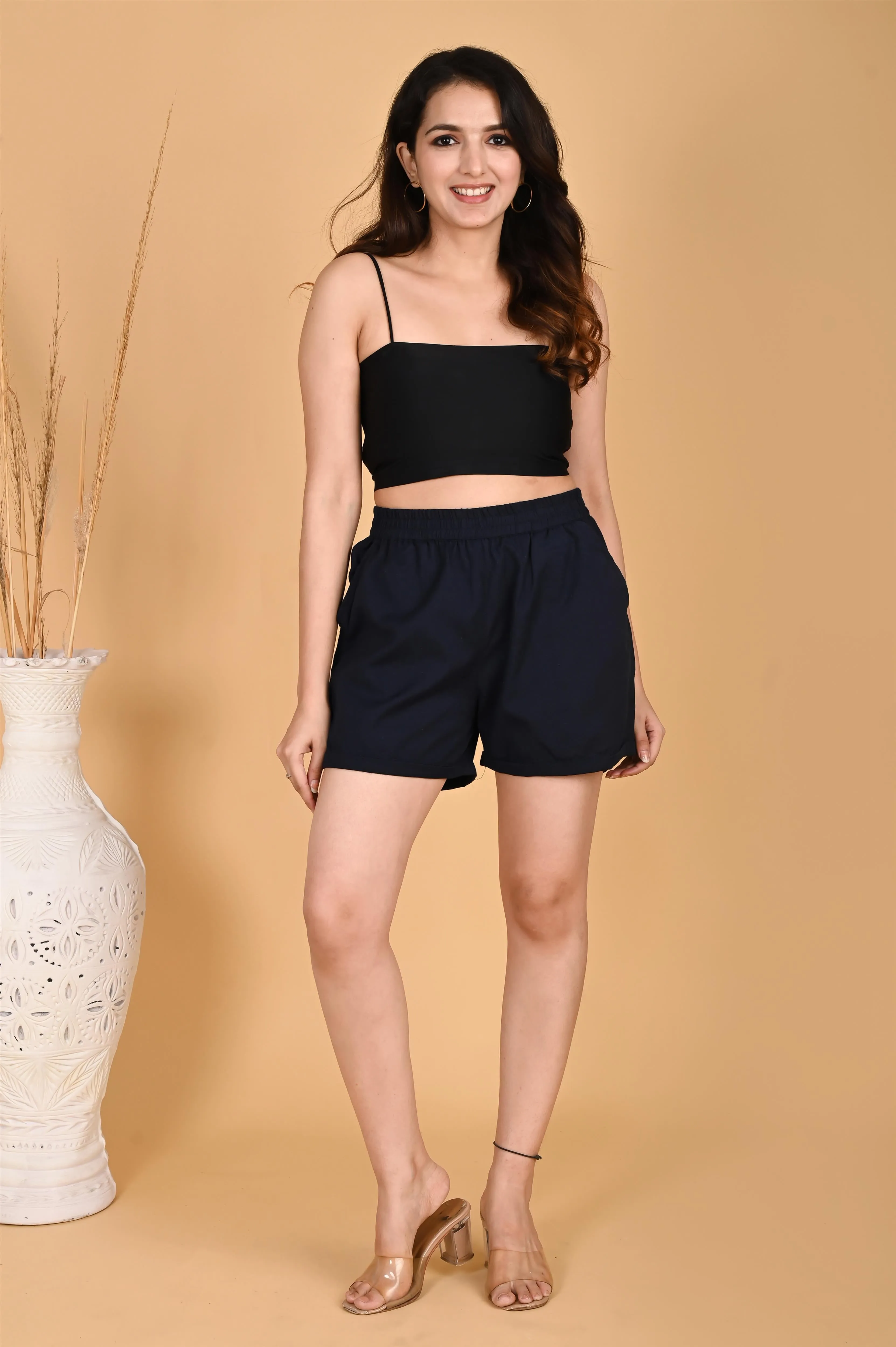 NAVY BLUE LINEN SHORTS