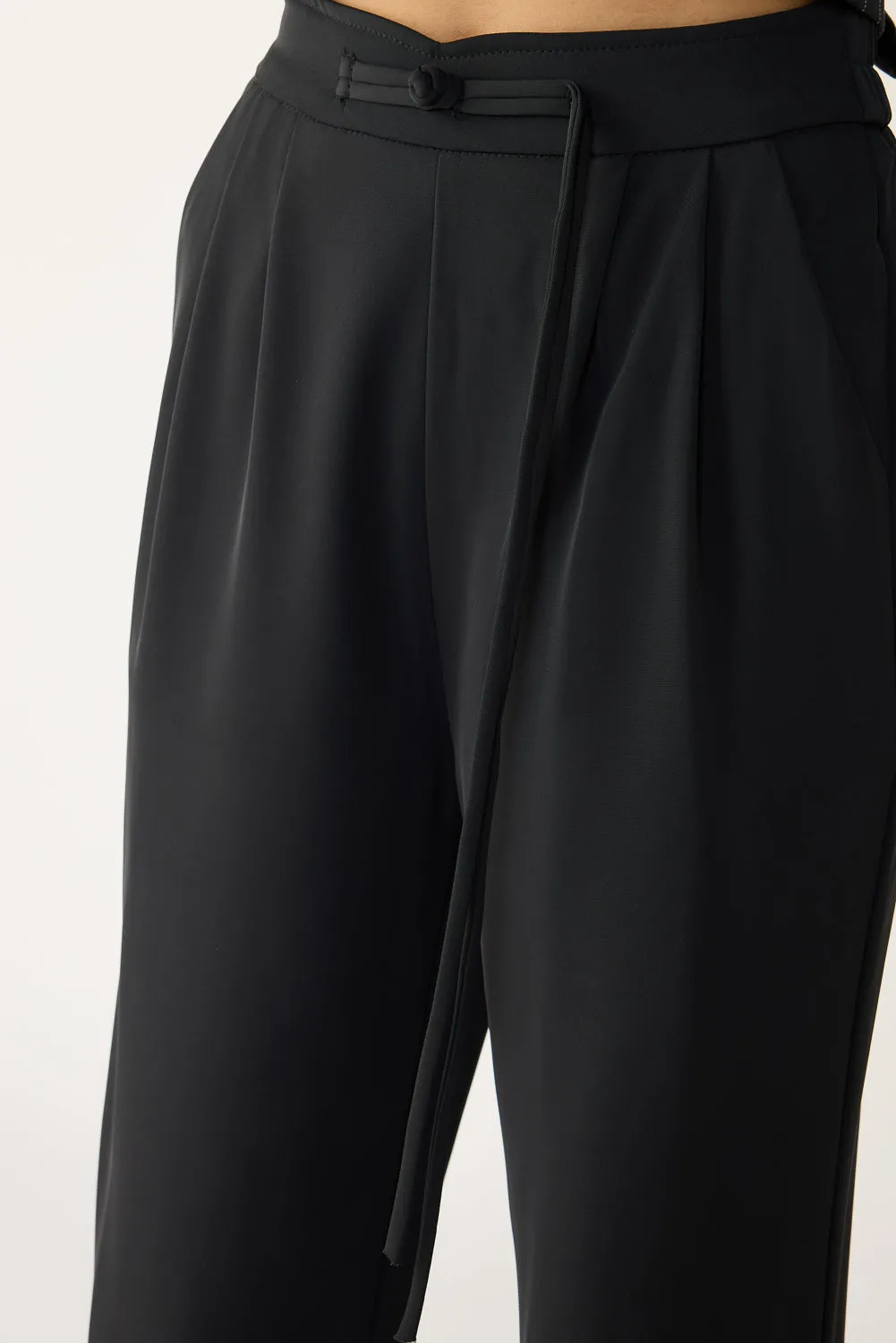 Nordic Black Knotted Korean Pants