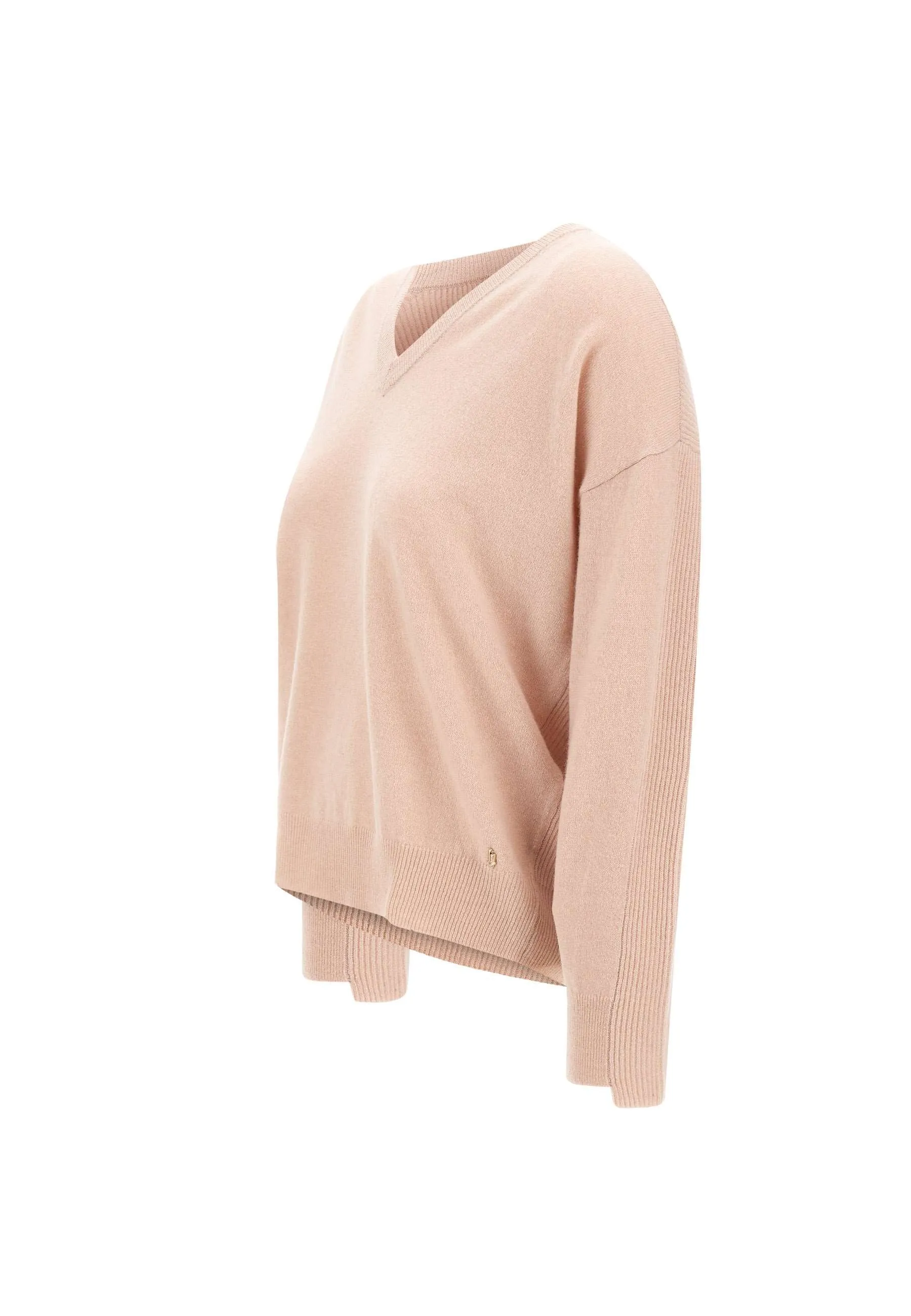 Pink Wool and Cashmere V-Neck Sweater