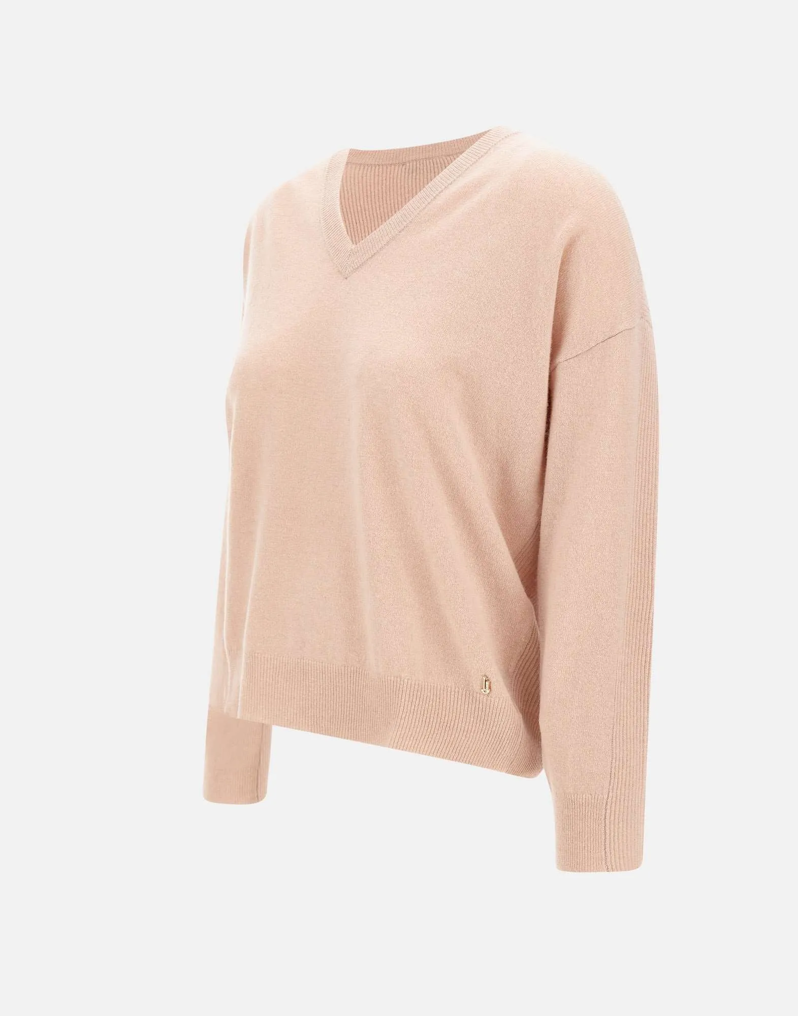 Pink Wool and Cashmere V-Neck Sweater