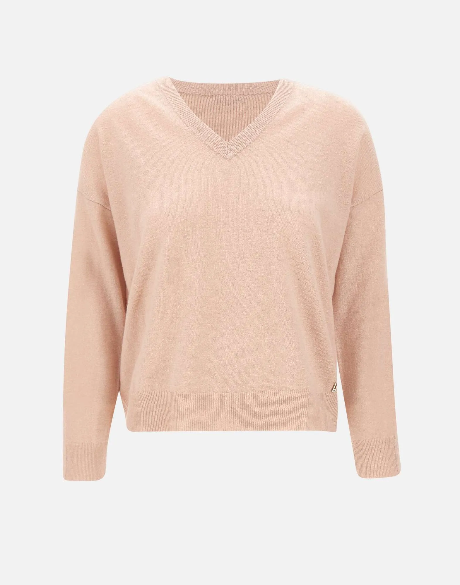 Pink Wool and Cashmere V-Neck Sweater