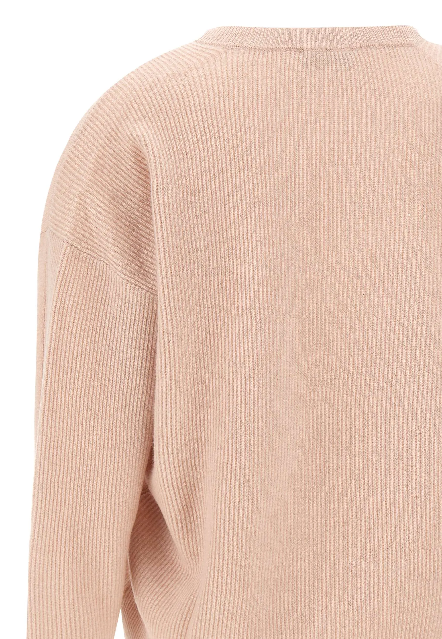 Pink Wool and Cashmere V-Neck Sweater