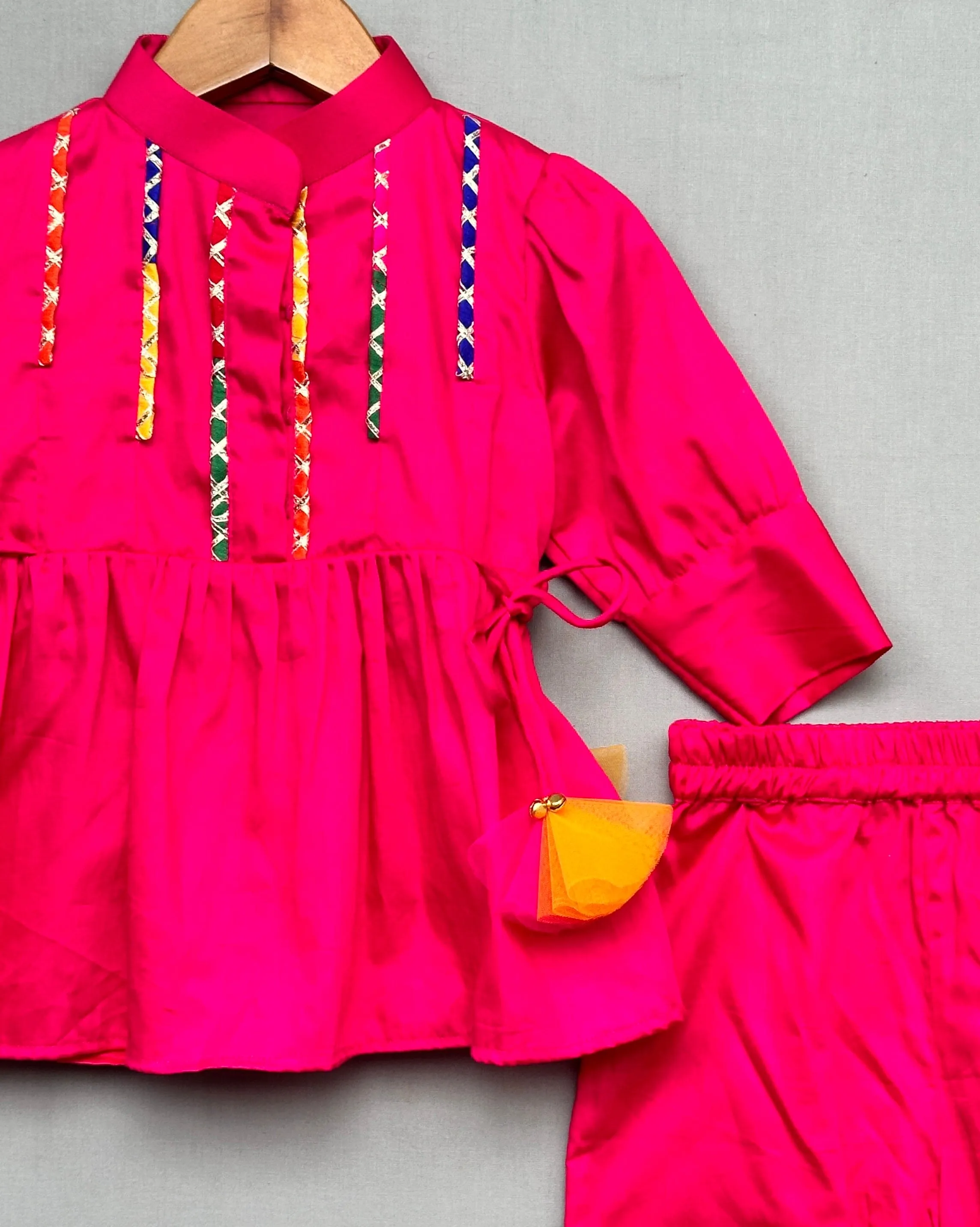 Pre-Order: Pink Kurti Patiala Set with Playful tassels