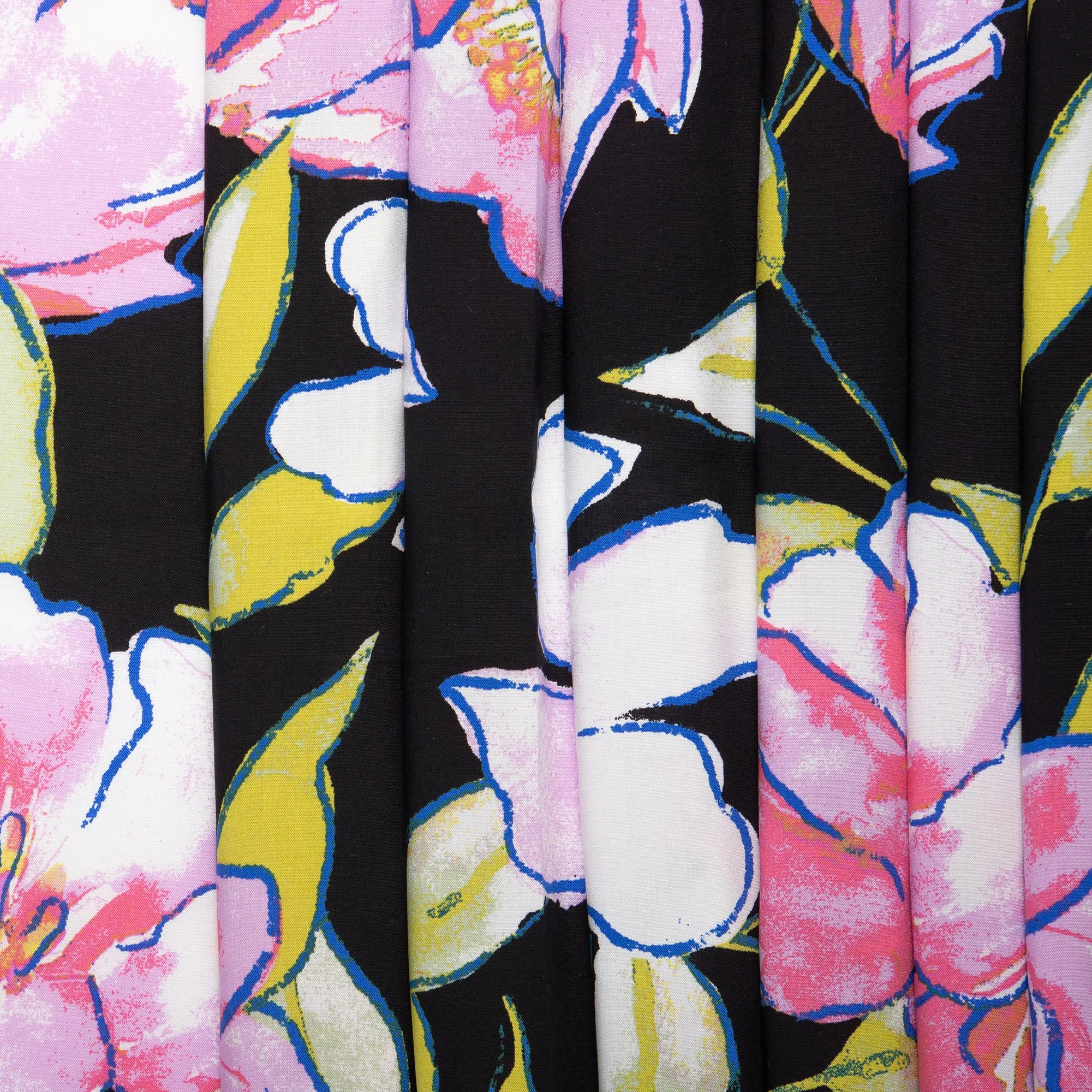 Printed rayon - AMANDA - Black and Pink