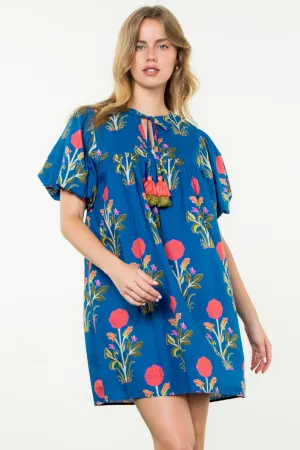 Puff Sleeve Flower Print Dress