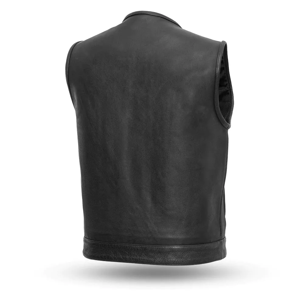 Pulse - Men's Black Cowhide Leather Motorcycle Vest