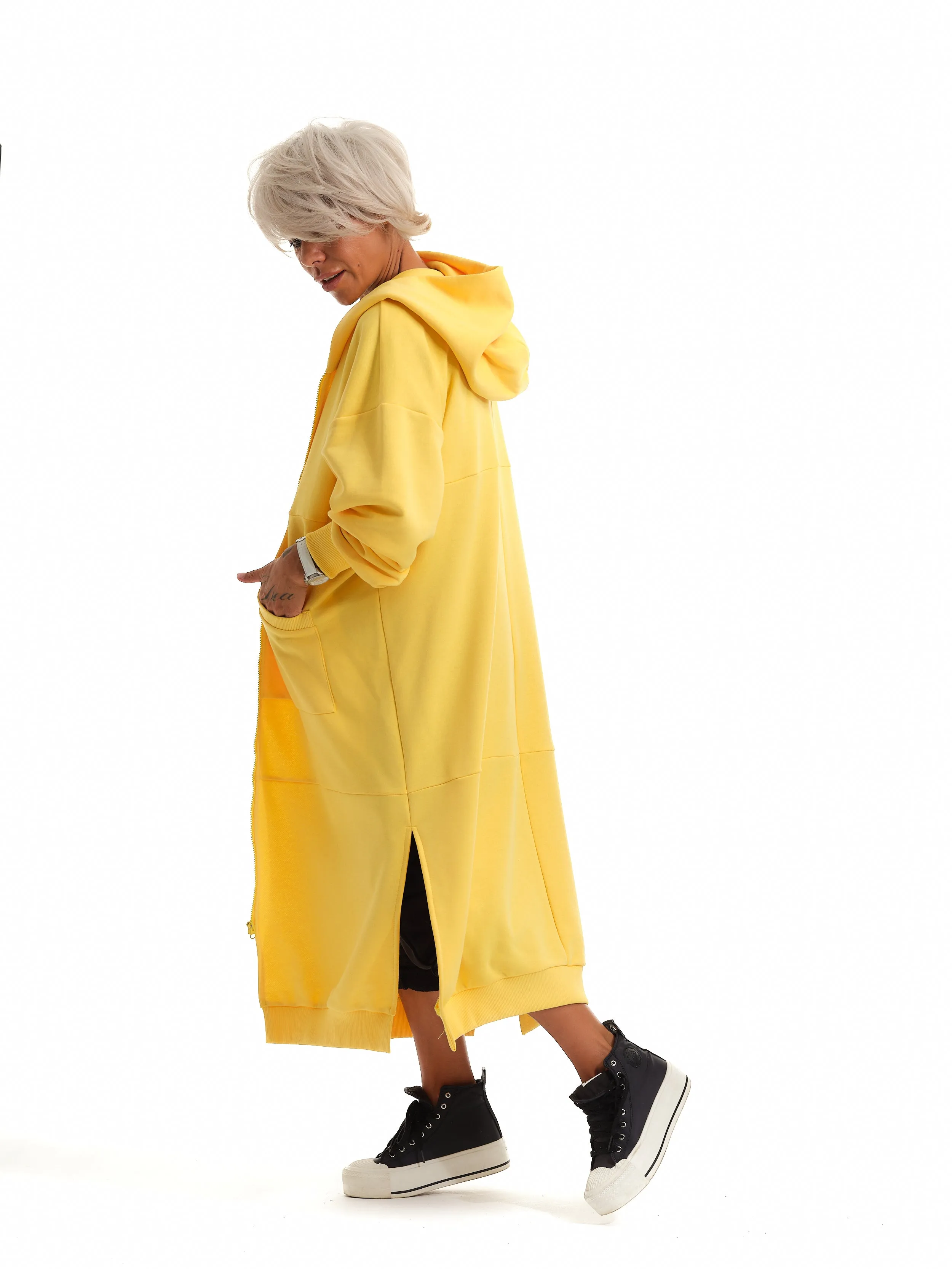 Relaxed Long Hoodie in Yellow