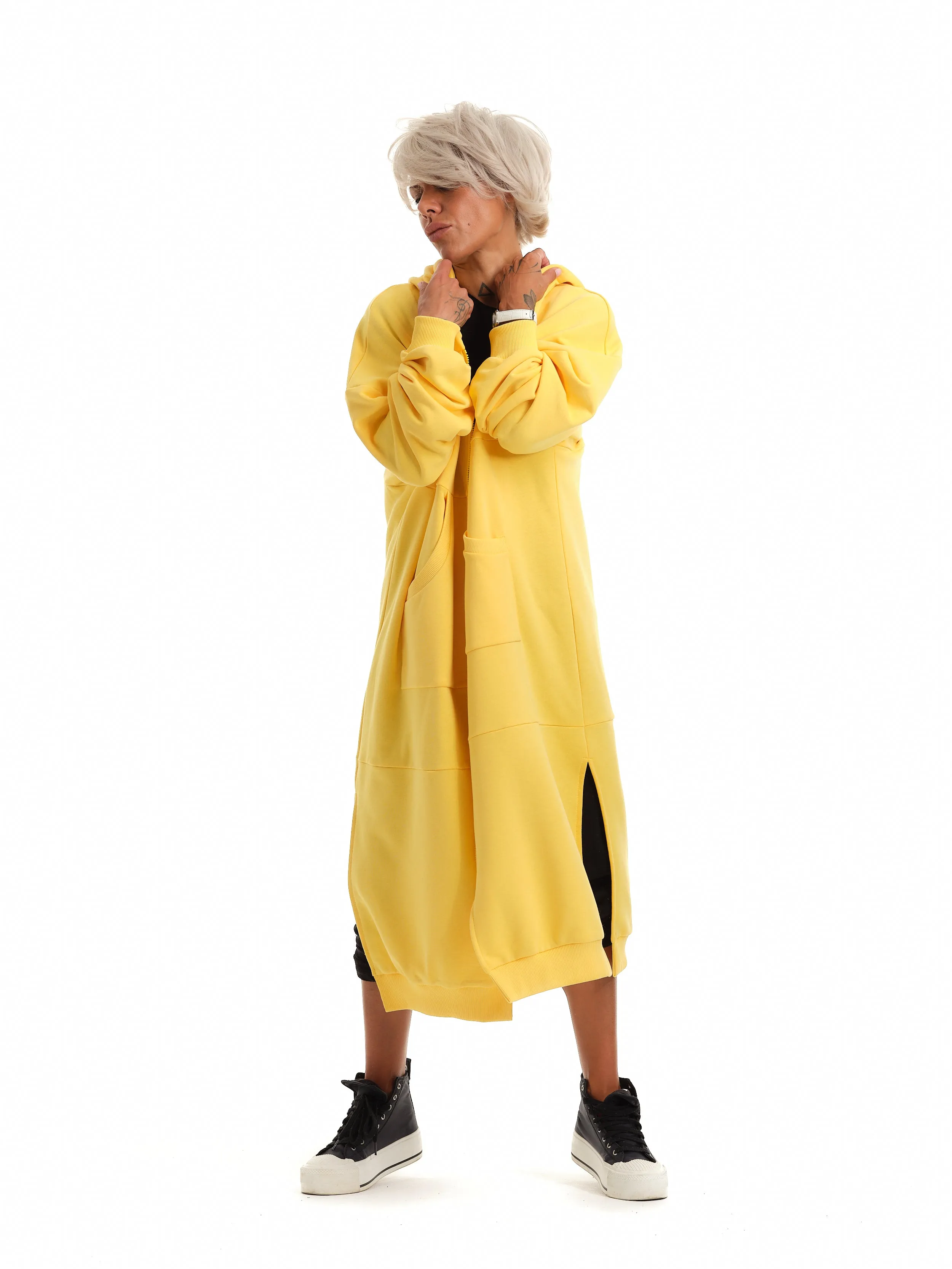 Relaxed Long Hoodie in Yellow