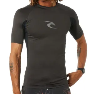 Ripcurl Mens Waves Short Sleeve Rashy (2022) - Black Marle